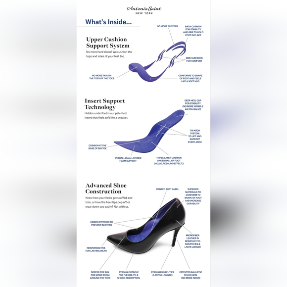 *BRAND NEW* Antonia Saint NY Victoria 2.0 Custom Fit High Heel Black Pointed Toe - Picture 10 of 10